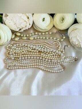 Lot of Classic Faux Pearl Multi-Strand Necklaces
